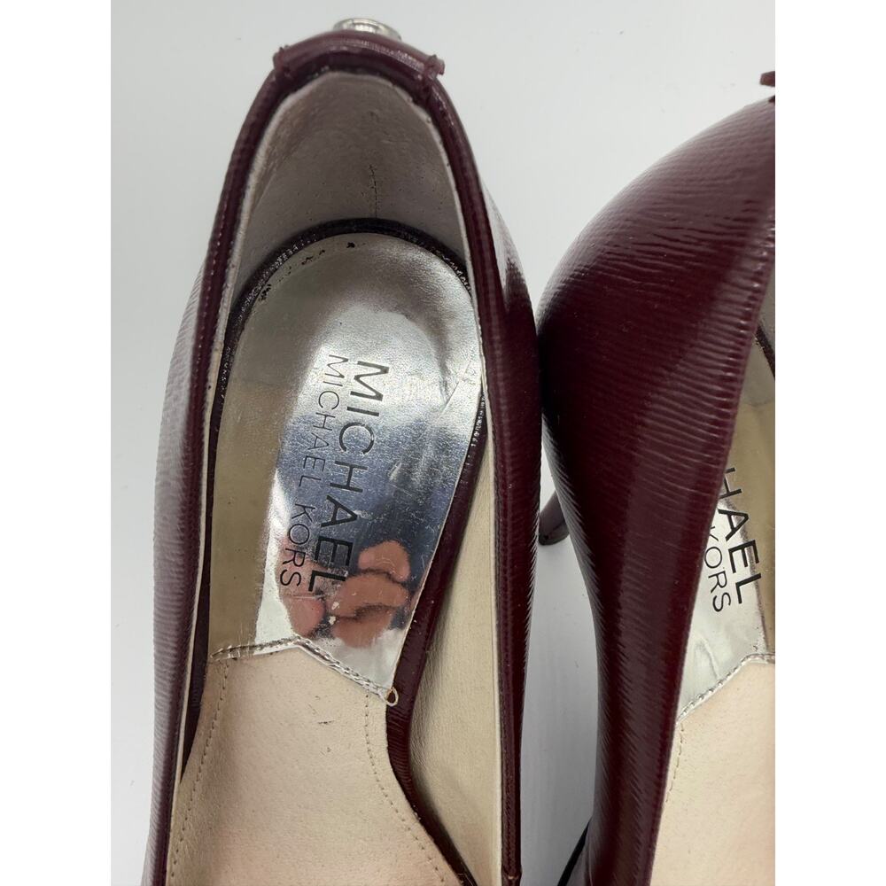 Michael Kors Pump Women's Leather Pointed Toe Stiletto Heel Sz 5.5M Deep Maroon - Picture 8 of 10